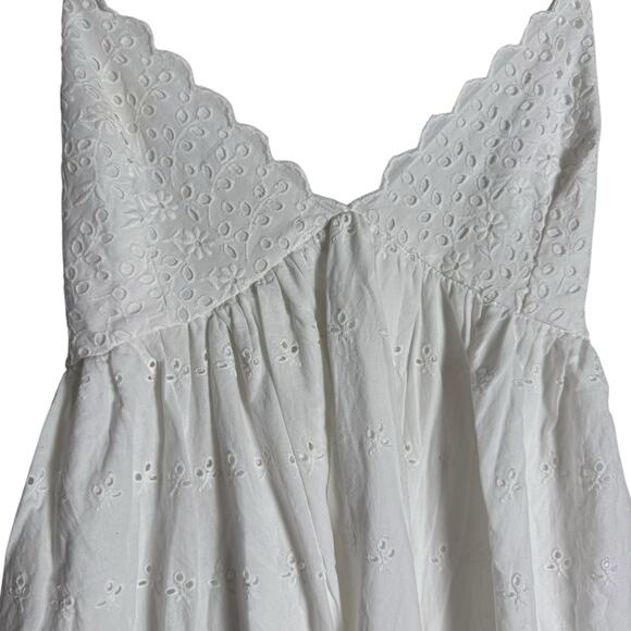 Free People Lillia White Eyelet Lace Sleeveless Babydoll Mini Dress Size M - Picture 6 of 12